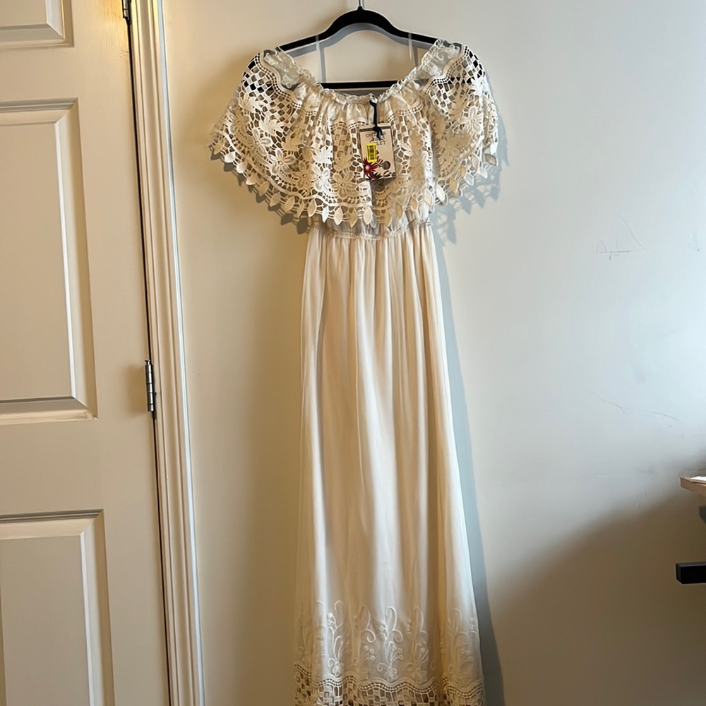 Chelsea & Violet Ivory Lace Maxi Dress NWT